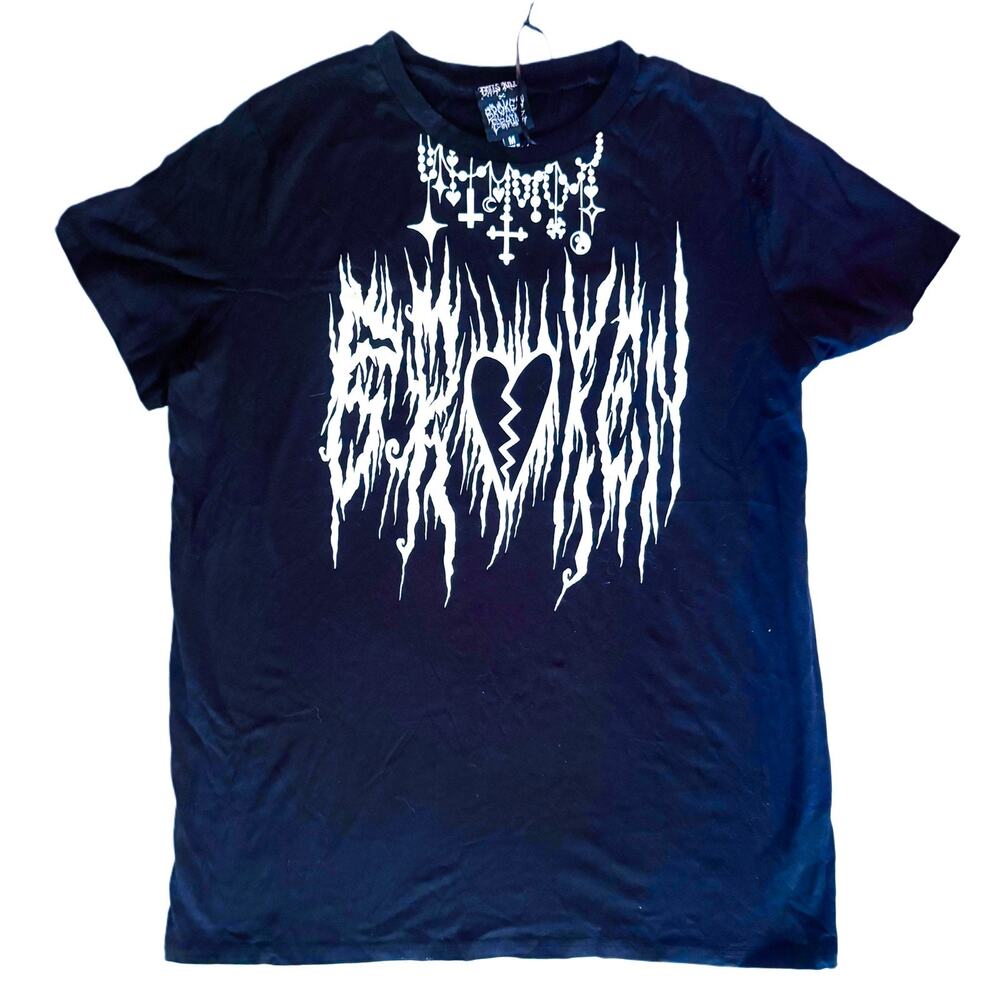 Dolls Kill x Broken Promises Collab Graphic Tee Womens Medium Black Short Sleeve